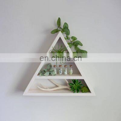 Multi-color wall mounted floating wood triangular shelf souvenir display shelves 18\