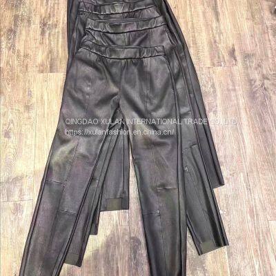 High Quality Ladies' Genuine Sheepskin Leather Leggings photo-5