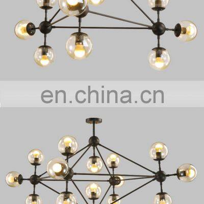 Wholesale Price Modern Indoor Living Room Bedroom Decoration Chandelier Lamp Iron Glass Led Pendant Light photo-5