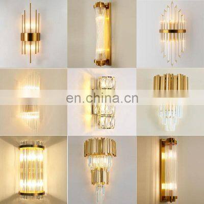 Nordic Light Luxury Wall Lamp E14 Crystal Pillars Rotated Slim Waist Corridor Lights E14 For Sitting Room Background Wall Lights