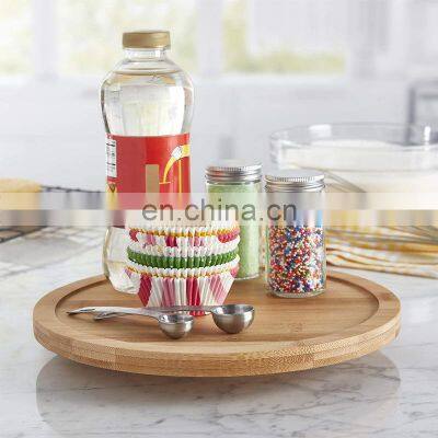 Free Sample Home Kitchen Bamboo Shelf Storage Spicy Rack Tabletop Storage Shelf Round Tray With The Base photo-2