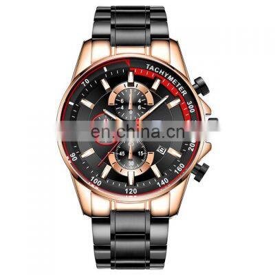 MINI FOCUS MF0218G Men's Quartz Watches Stainless Steel Strap Waterproof Chronograph Business Waterproof Wrist Watch