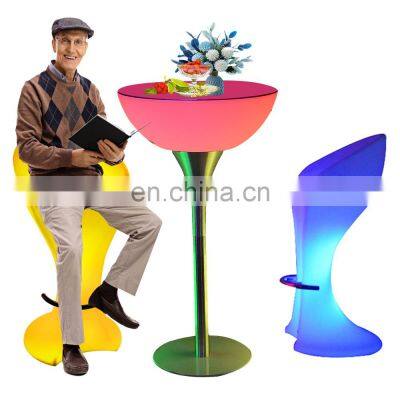 Led hookah lounge furniture glow illuminated event night club led light bar stool furniture high cocktail table chair set