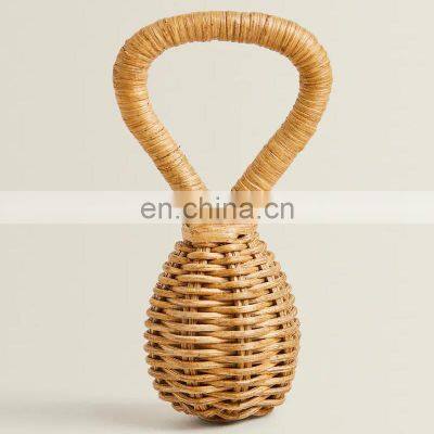 Hot Sale Handmade Rattan rattle with a bell inside. Wicker Baby Bohemian Toys Hanging Play Gym hand bell Wholesale Supplier