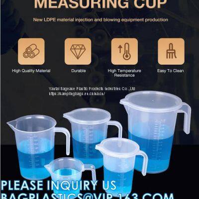 Factory Custom logo lab Graduated Plastic Measuring Cup/Jug With Handle, Laboratory Good Price 500ml 1000ml Plastic Measuring