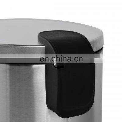 3L Large Single Step Stainless Steel Covered Round Trash Can Foot Pedal Dustbin Garbage Bin photo-4
