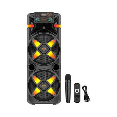 ZQS12205 super power 80W 12-inch*2  bass sound wireless professional party speaker with colorful lights