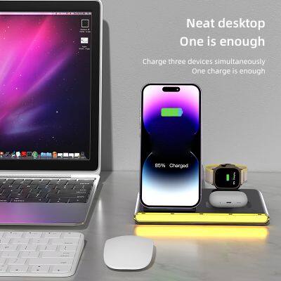 2024 Sublimation Portable Foldable Phone Universal Charging Station Fast 3 In 1 Wireless Charger For Iphone Smartphone photo-2