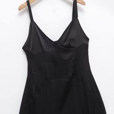 Elegant Women's Temperament V-neck Sleeveless Mid Length Backless Dress, Small Black Dress photo-2