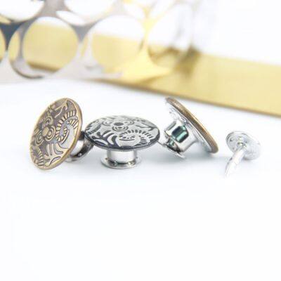 Embossed Logo Brass Material Jeans Jacket Logo Custom Metal Buttons for Denim Jeans photo-2