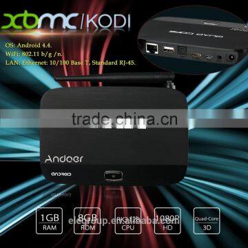 2016 new arrival andoer f7 android 4.4 smart tv box, rk3128 quad-core, 1g/8g, 3d, kodi, xbmc