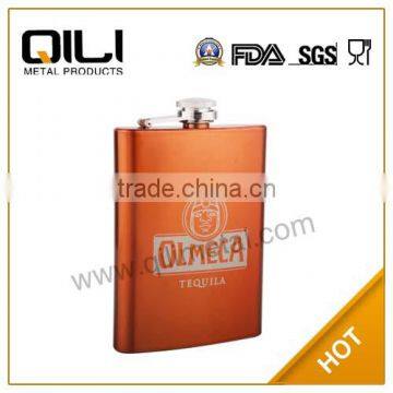 8oz stainless steel color gold painted classic hip flask for ladies