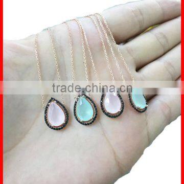 Sterling Silver fashion tear drop diamond new fashion crystal necklace