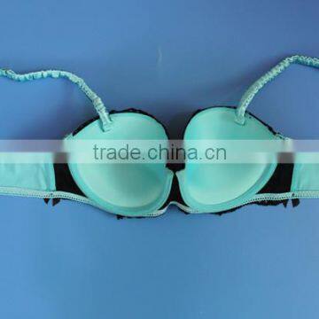 Blue Satin Mature Bra,sexy Lace Full Cup Lady Bra photo-6