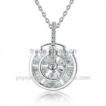 New fashion gold plated crystal custom metal round necklace