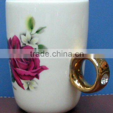 Top grade gift ceramic diamond ring mug