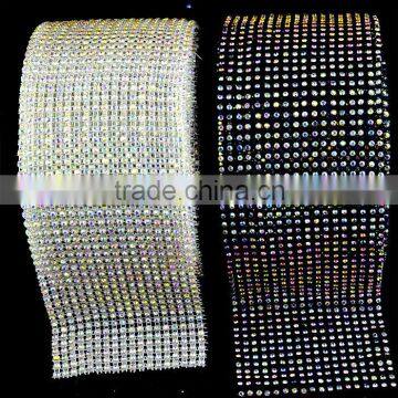 Elastic stretch clear and clear AB rhinestone trimming in rolls 4.7''X10 yards