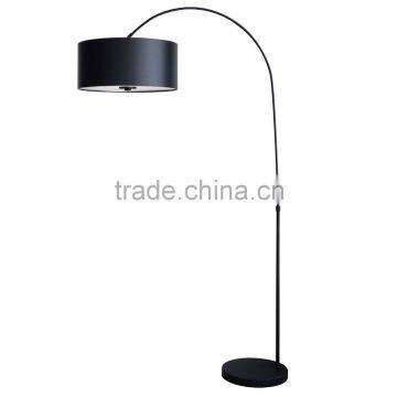 Floor lamp(Lampadaire/Una lampara) in ebony bronze finish with 16" black stealthfabric lamp shade