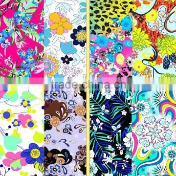 Flower designs painting fabric /Antai textile professional 4 way stretch nylon lycra spandex print fabric with flower