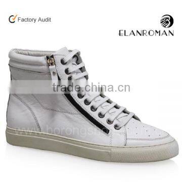 2016 High quality white leather wide sneakers for men