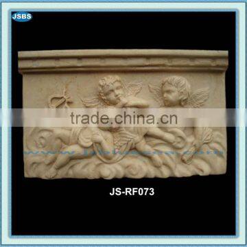 indoor wall ornament hand carved yellow stone relief