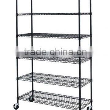 Double side metal adjustable wire shelf with wheels