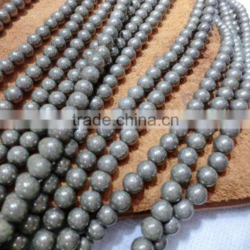 Wholesale pyrite, 4-8mm semi precious stone beads, pyrite stone loose round beads