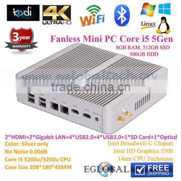 Mini computer intel core i5 5200u 5250u graphic card 3D games pc Intel HD 5500 Graphics openelec tv box desktop pc