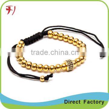 New Design Mens Jewelry Top Quality Brown Tigereye Gold Skull Bead Bracelet