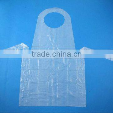 Disposable white LDPE apron