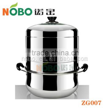 Logo print accepted multi function stainless steel steamer pot/ soup pot