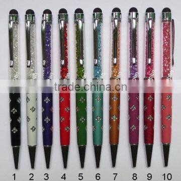 2 in 1 multifunctional metal crystal stylus touch ball pen with various color