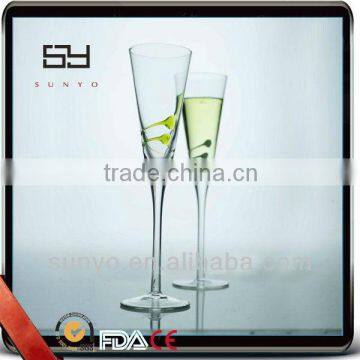 Novelty Fashion Crystal Clear Champagne Glass With Green Lines