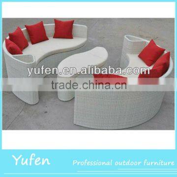 3pcs half-moon wicker modern sofa bed