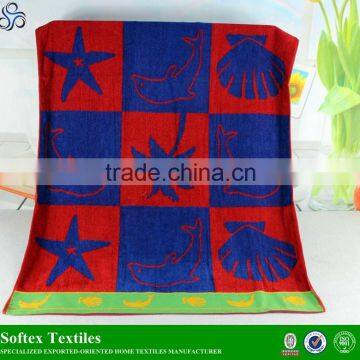 China Supply Large Cotton Yarn Dyed Jacquard Seashell Beach Towels photo-4