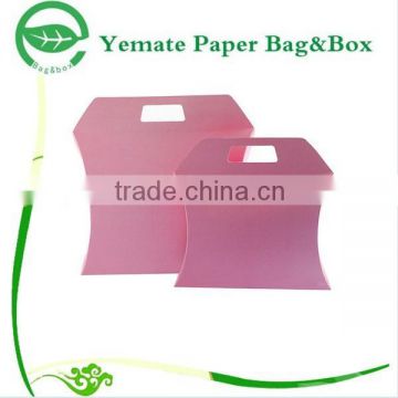 best selling customized design matte pink printed cardboard packaging pillow gift box with paper handle