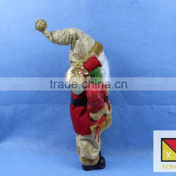 Luxurious Standing Santa Claus Christmas Figure in Red Holly Berry Coat With Corduroy Pants photo-3