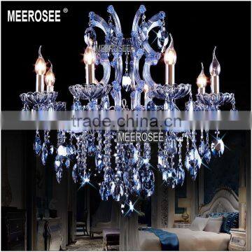8 Lights Blue Crystal Chandelier Light Fixture, Maria Theresa Crystal Lamp for Hotel, Restaurant, Lobby, Foyer MD841