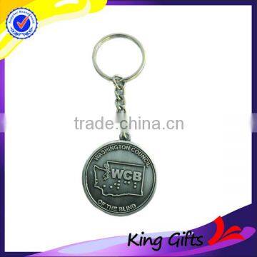 High quality easy to pull buckle anti-silve metal key chain for souvenir