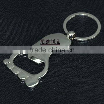 High quality foot shape custom metal bottle opener keychain