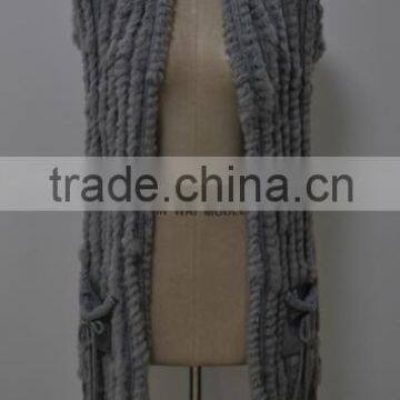 women fashion knitted real rabbit fur scarf LK16F026