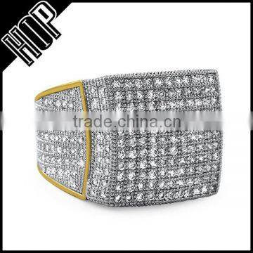 Mens Iced Out 11 Row Crystal Bling Ring