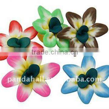 Handmad Polymer Clay Beads, Flower, MixedColor, about 26x9mm, hole: 2mm(RESI-Q008-M)