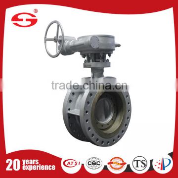 PTFE Flange Triple Eccentric Metal Seal gearbox flanged hard sealed Butterfly Valve Alibaba