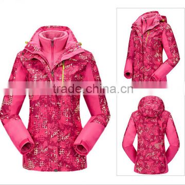 Coral Fleece Lining Pink Heated Ski Jacket