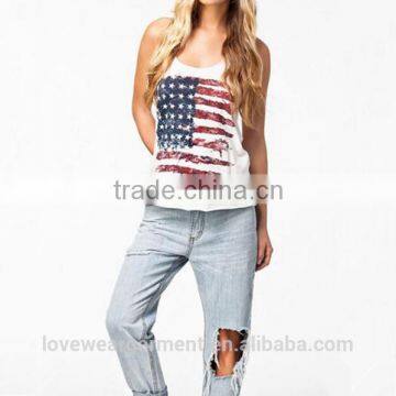New Fashion Custom Pattern US Flag Womens Tank Top Wholesale photo-3