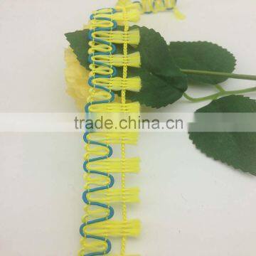 garment accessories upholstery polyester yellow brush lace braid trim