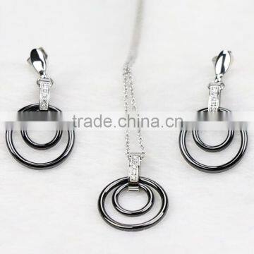 Stainless steel ceramic earrings ceramic black jewelry set