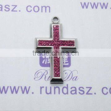 Stainless Steel Cross Pendant Pink Crystal Pendant Vogue Pendant Jewellery