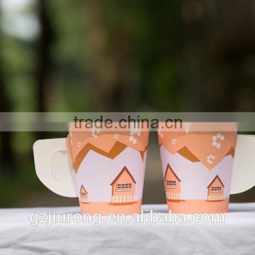 Customized printing paper cup with handle in low price and high quality